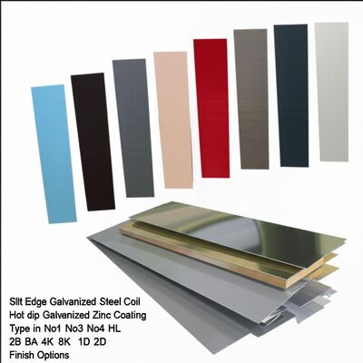 600-1500 Mm Genişliğinde ve No1 No3 No4 HL 2B BA 4K 8K 1D 2D Yüzey Seçeneklerine Sahip Dilinmiş Kenarlı Sıcak Daldırma Galvanizli Rulo