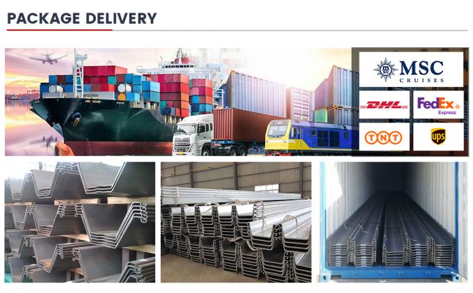 Kolay kaynaklı birbirine bağlı çelik levha piller Sy295 Sy390 12m Larsen Profili Yapısal 10